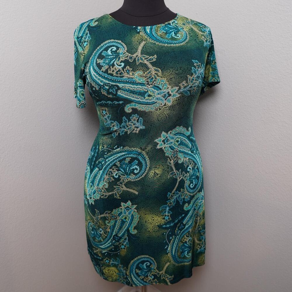 White Stag Paisley Print Dress Teal XL